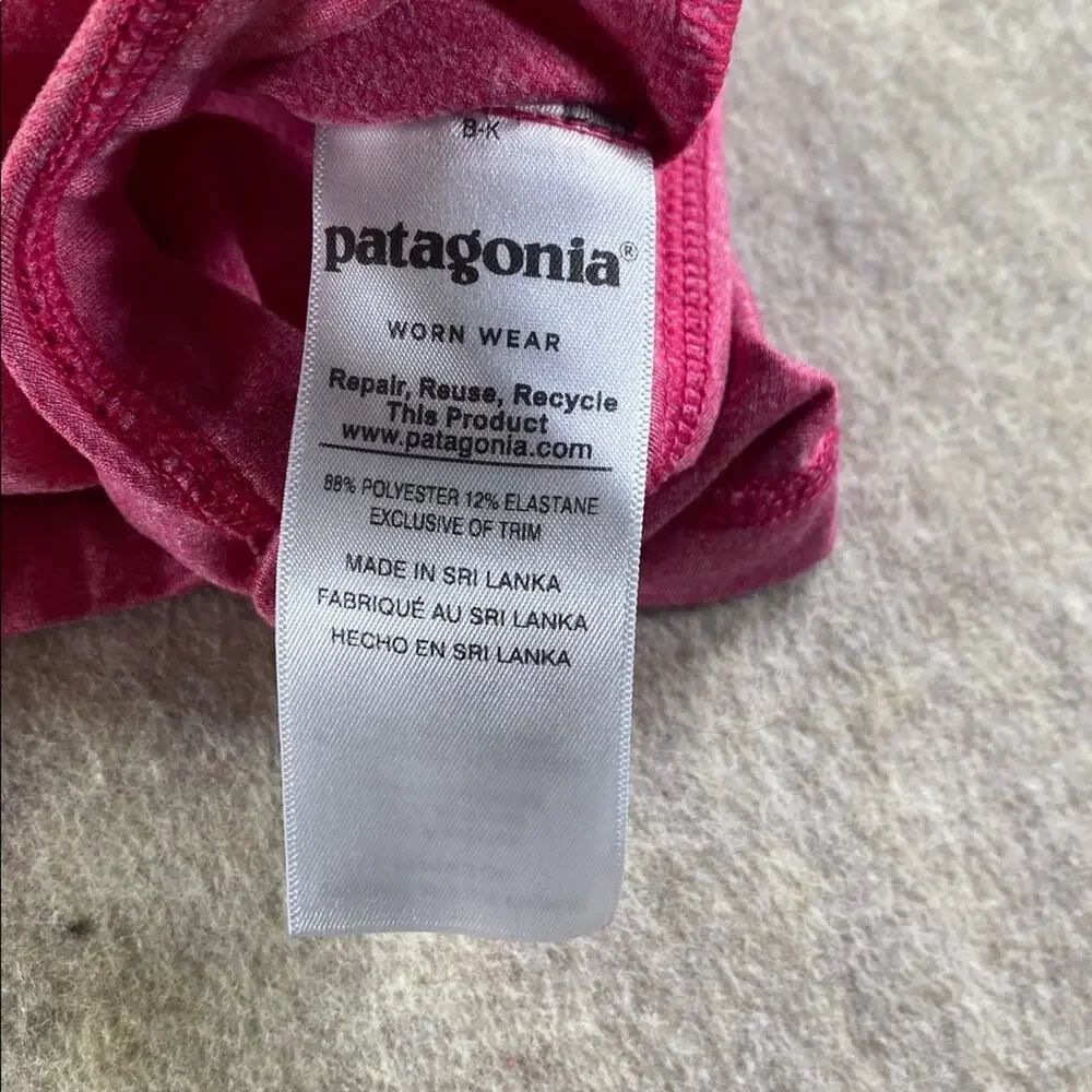 Patagonia Spell out Fuchsia  Long Sleeve Capilene Baselayer Bodysuit Size 12-18M